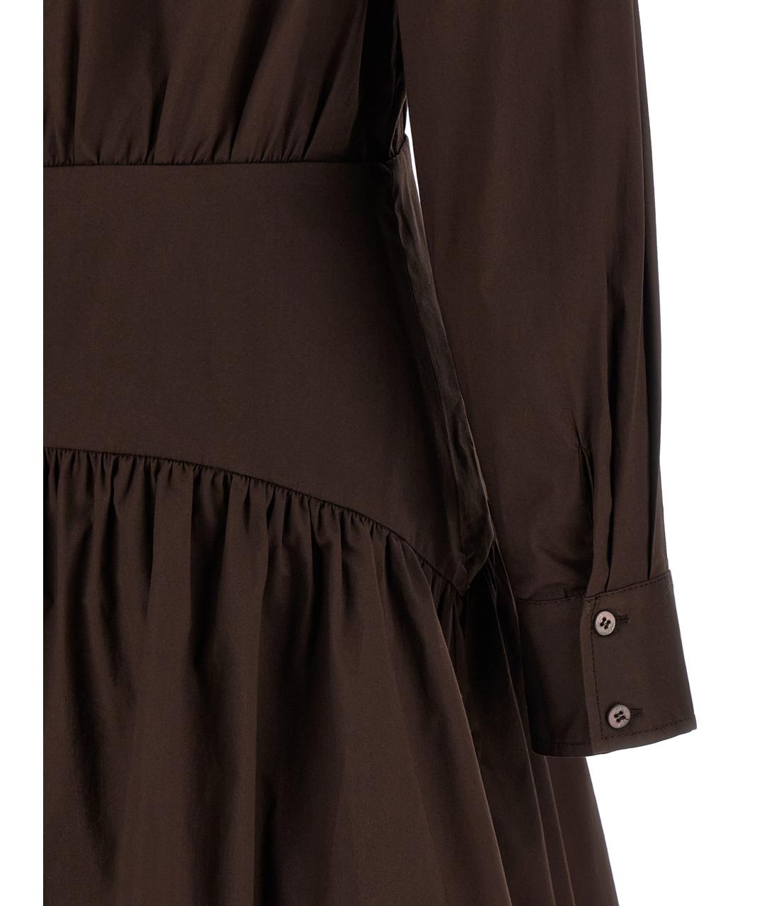STAUD Коричневое хлопковое повседневное платье, фото 4