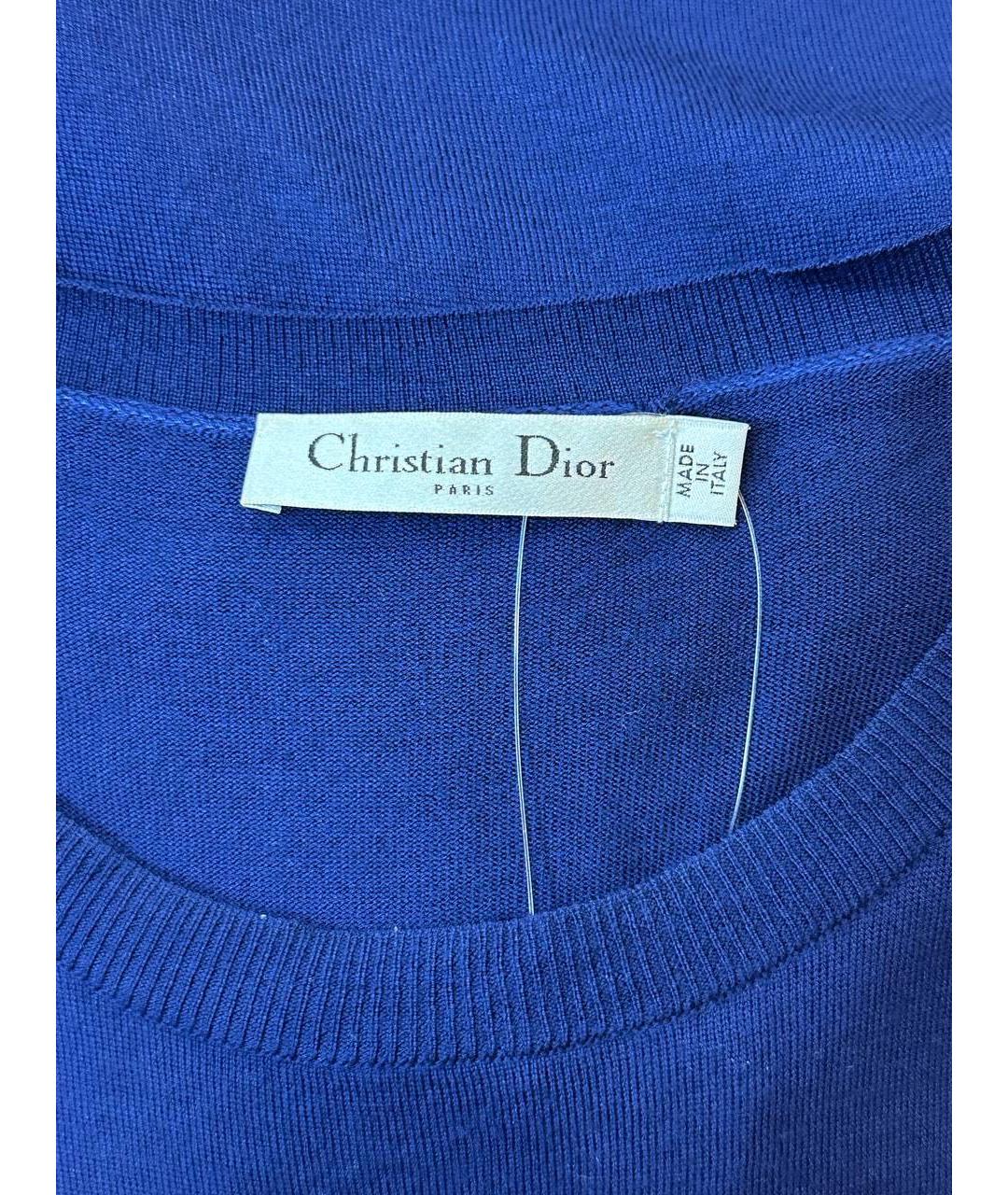 CHRISTIAN DIOR Темно-синяя хлопковая футболка, фото 3
