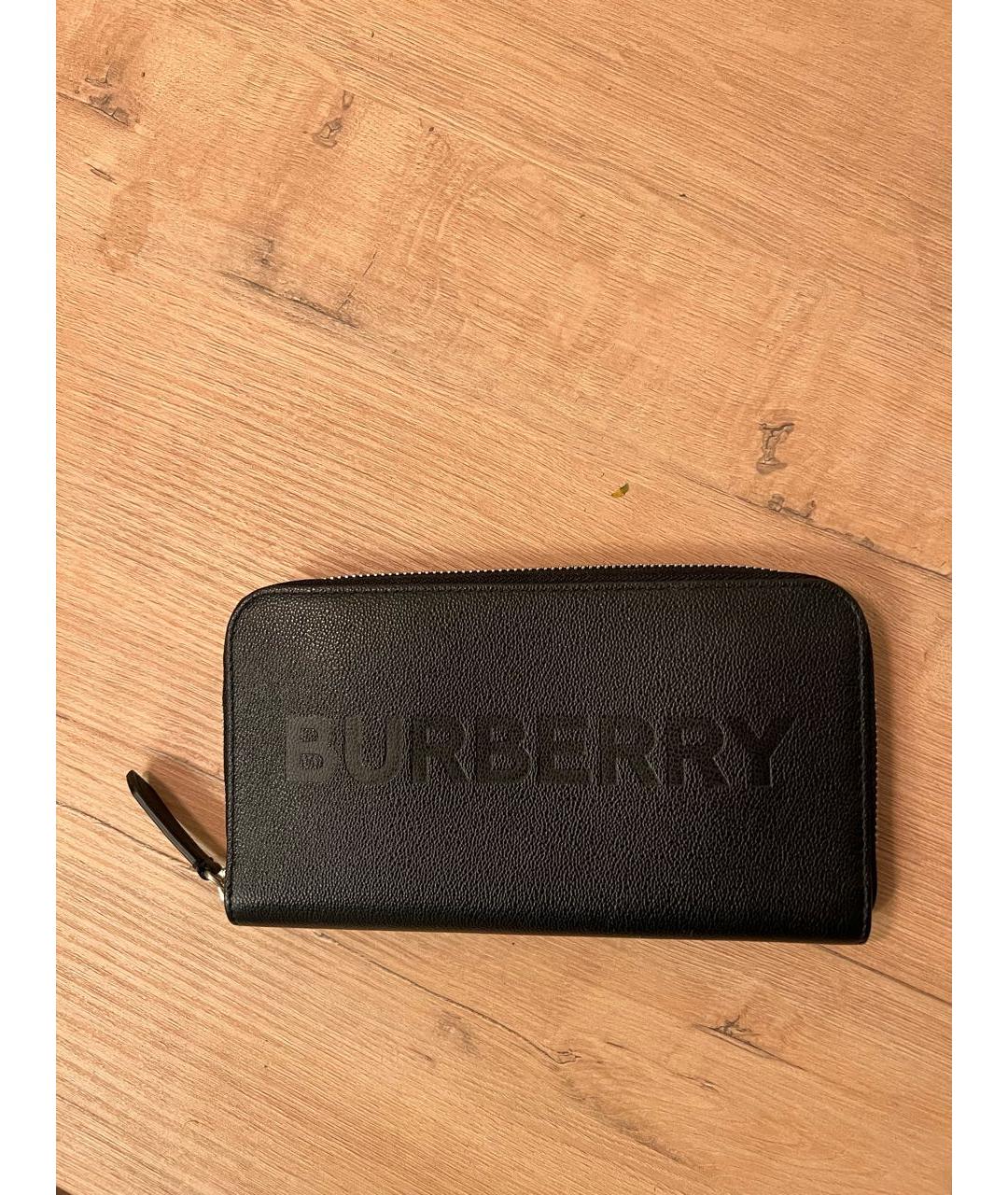 BURBERRY Черный кожаный кошелек, фото 8