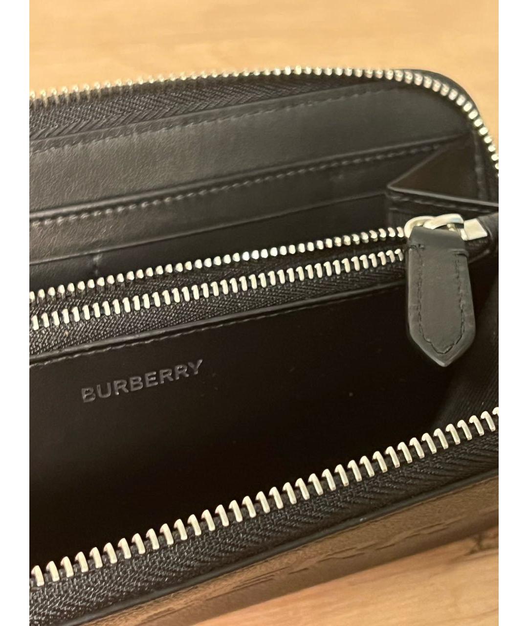 BURBERRY Черный кожаный кошелек, фото 4