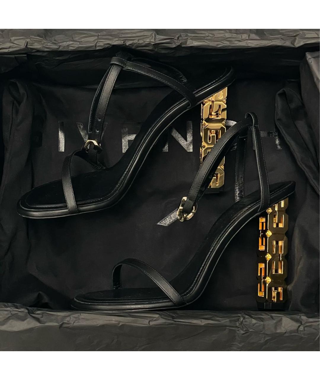 GIVENCHY Черные кожаные босоножки, фото 6