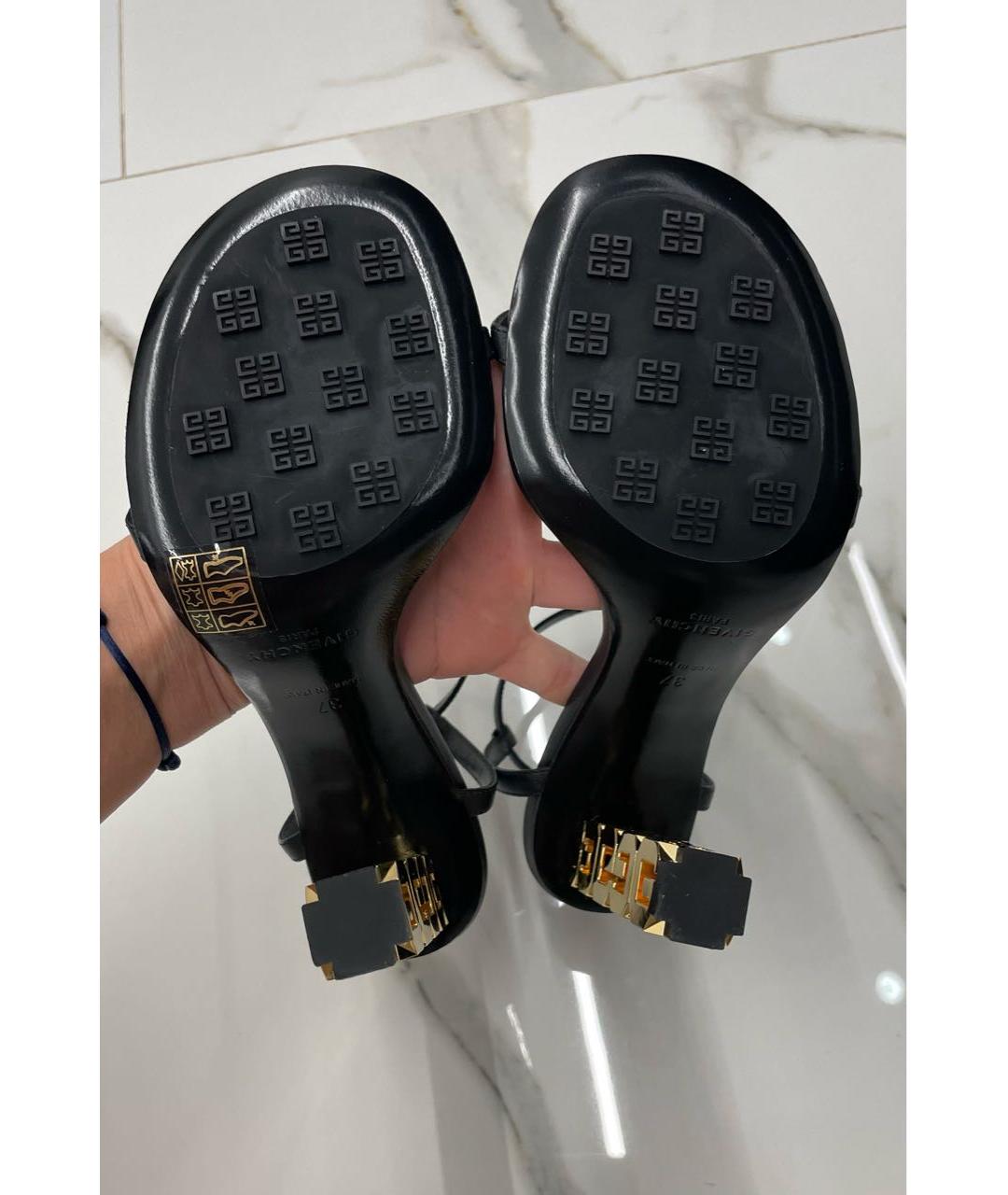GIVENCHY Черные кожаные босоножки, фото 4