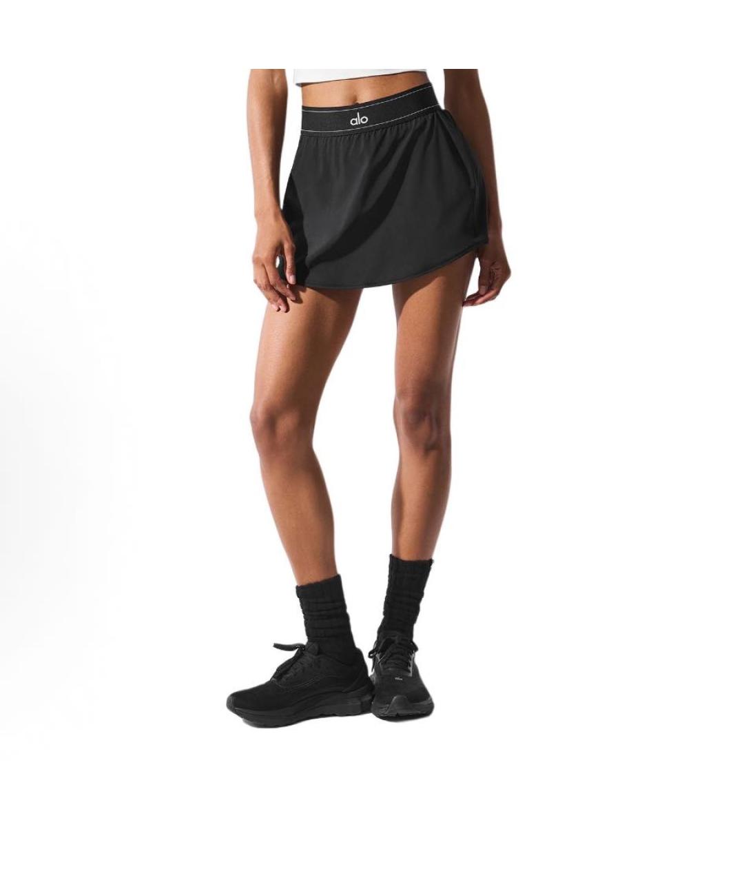 ALO YOGA Черные хлопко-эластановые спортивные брюки и шорты, фото 2