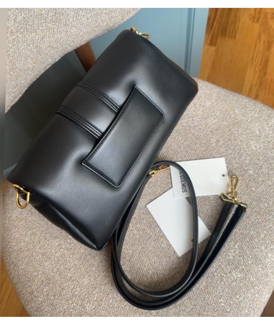 JACQUEMUS Черная кожаная сумка через плечо, фото 2