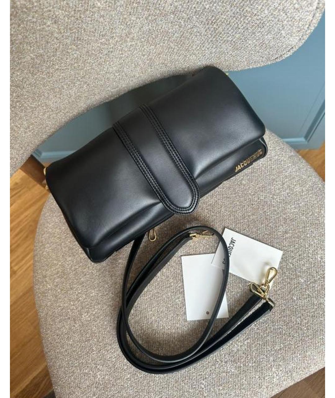JACQUEMUS Черная кожаная сумка через плечо, фото 5