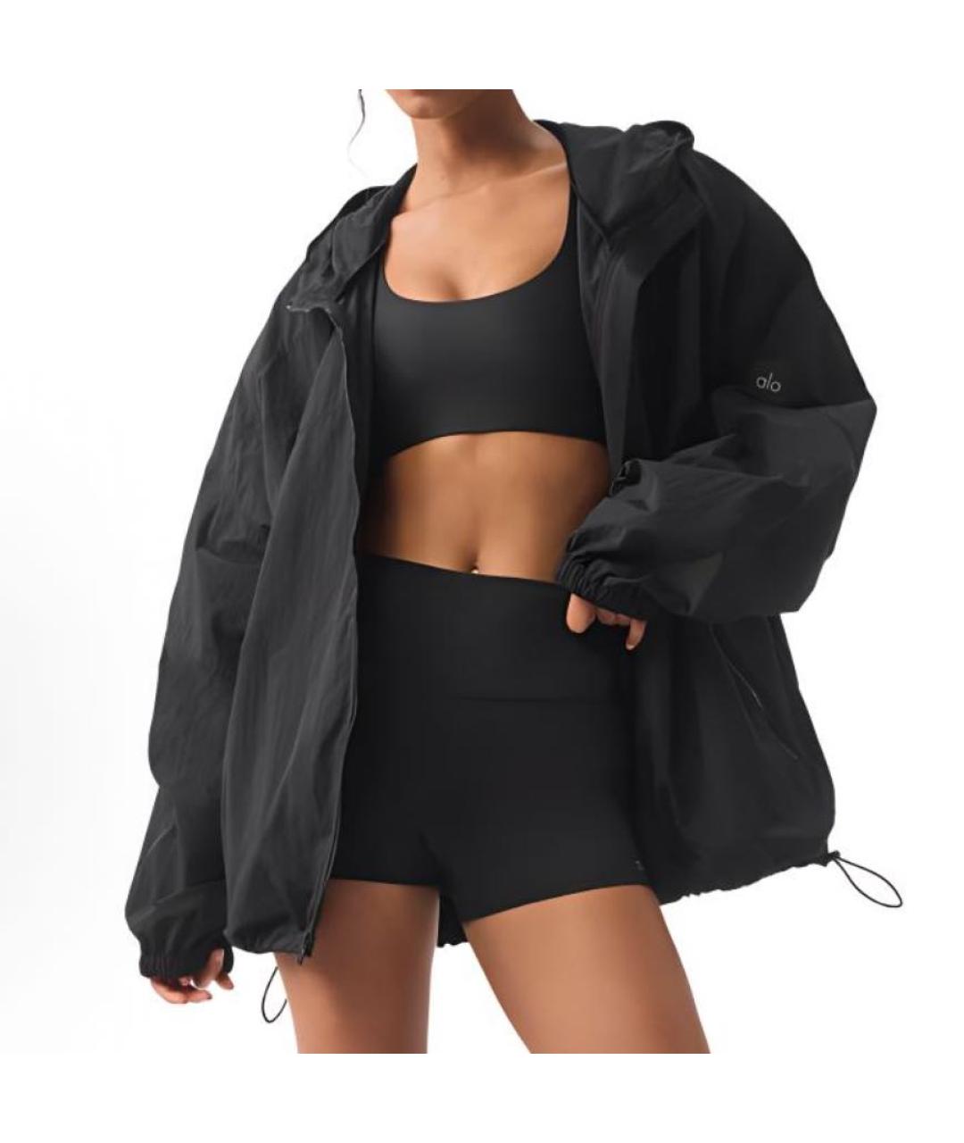 ALO YOGA Черная полиэстеровая спортивная куртка, фото 3