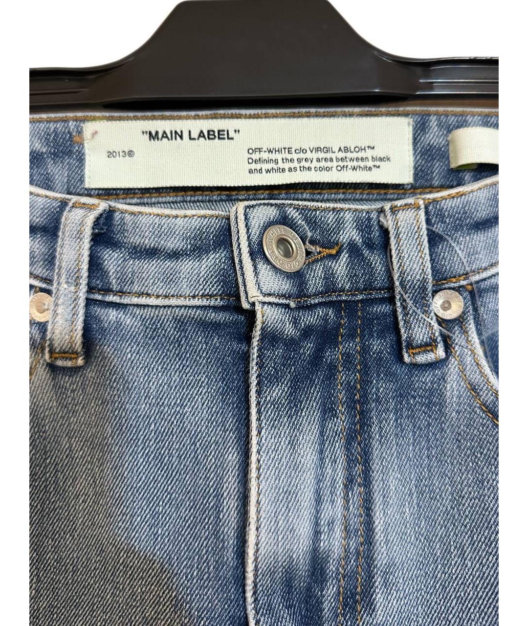 OFF-WHITE Голубые хлопковые прямые джинсы, фото 3