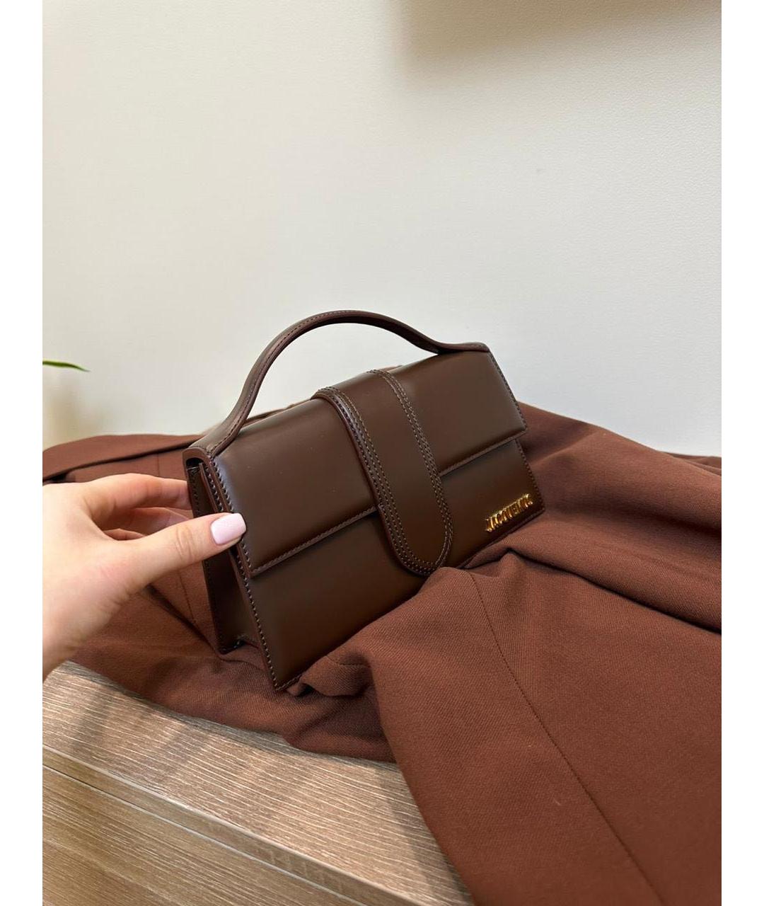 JACQUEMUS Коричневая кожаная сумка через плечо, фото 3