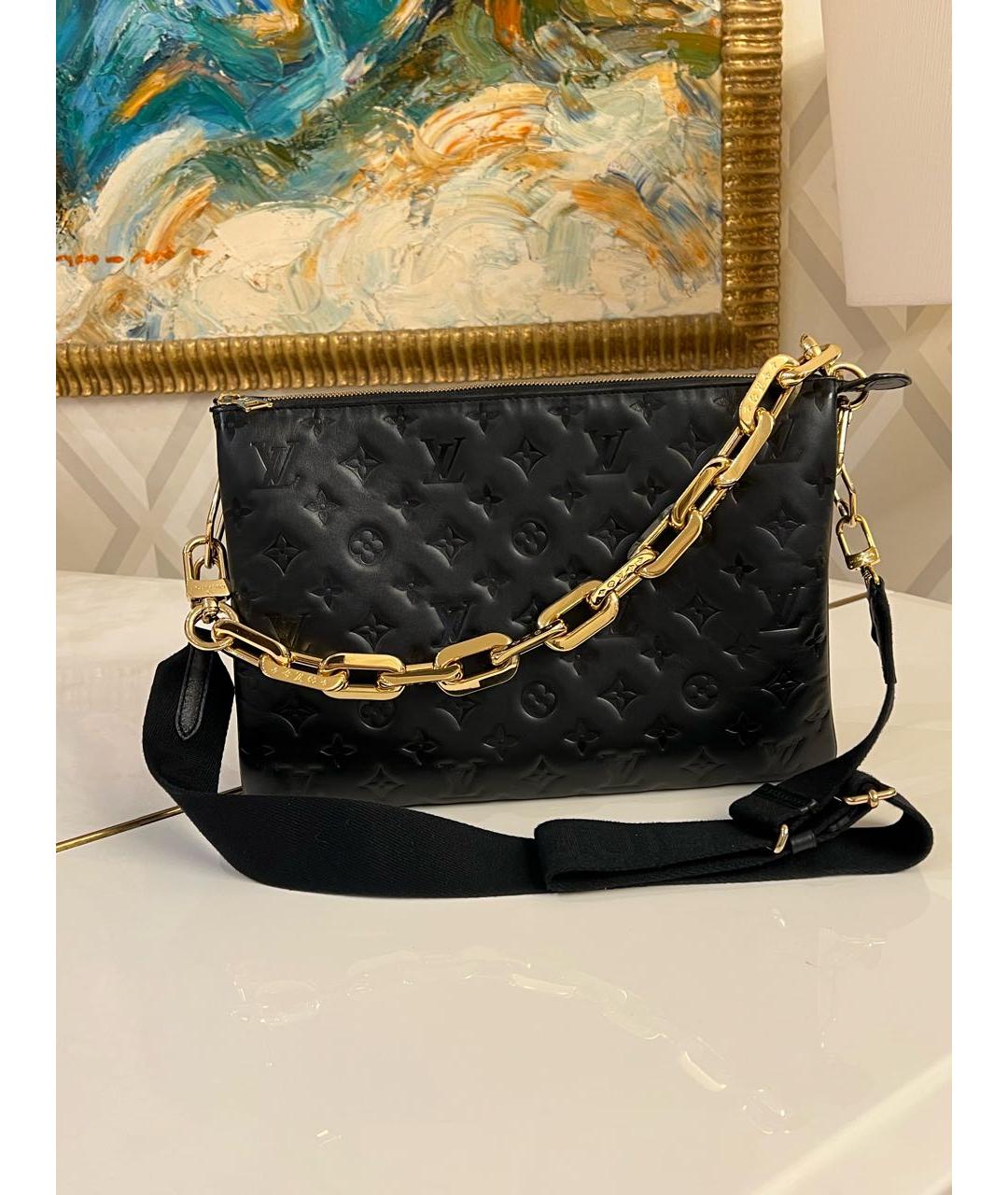 LOUIS VUITTON Черная кожаная сумка через плечо, фото 9