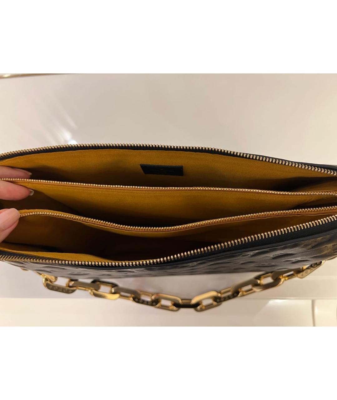 LOUIS VUITTON Черная кожаная сумка через плечо, фото 4