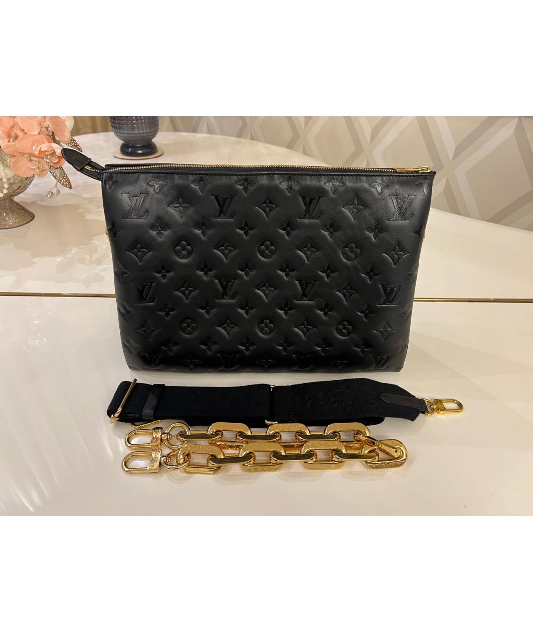 LOUIS VUITTON Черная кожаная сумка через плечо, фото 2