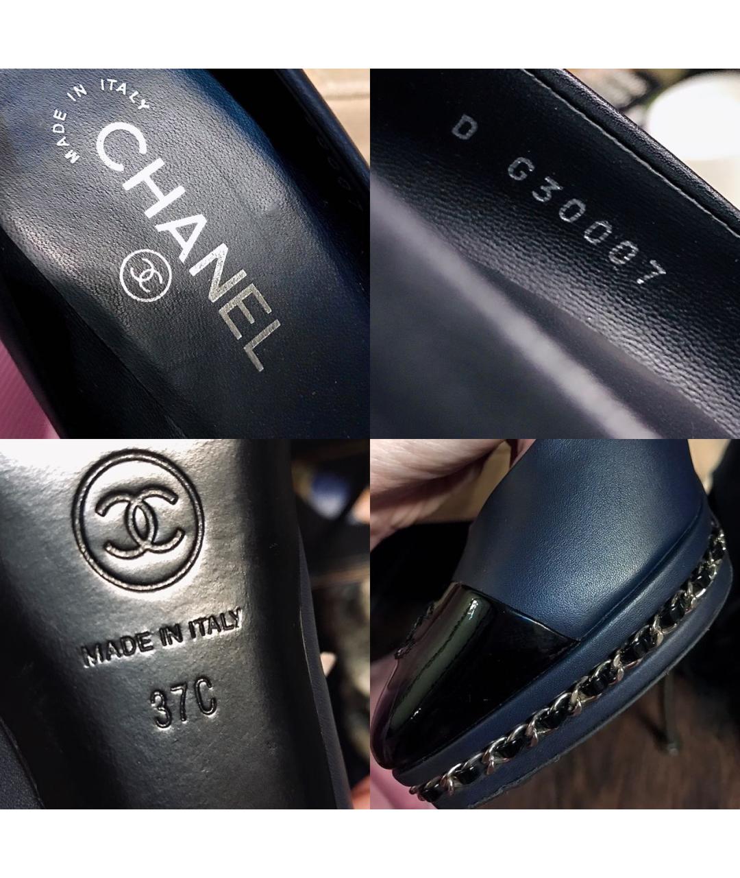 CHANEL Темно-синие кожаные туфли, фото 5