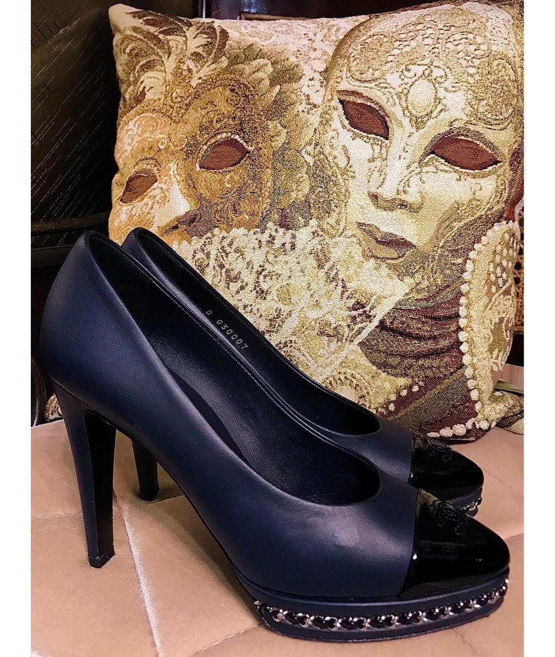 CHANEL Темно-синие кожаные туфли, фото 9