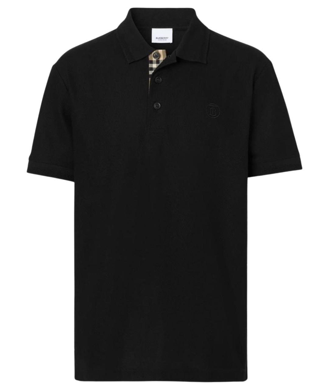 BURBERRY Черное хлопковое поло с коротким рукавом, фото 1