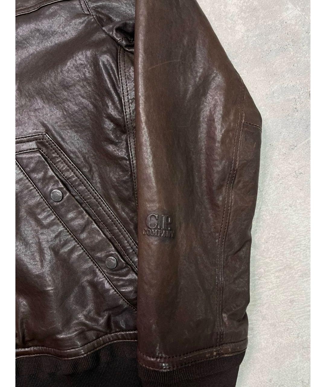 CP COMPANY Коричневая кожаная куртка, фото 7