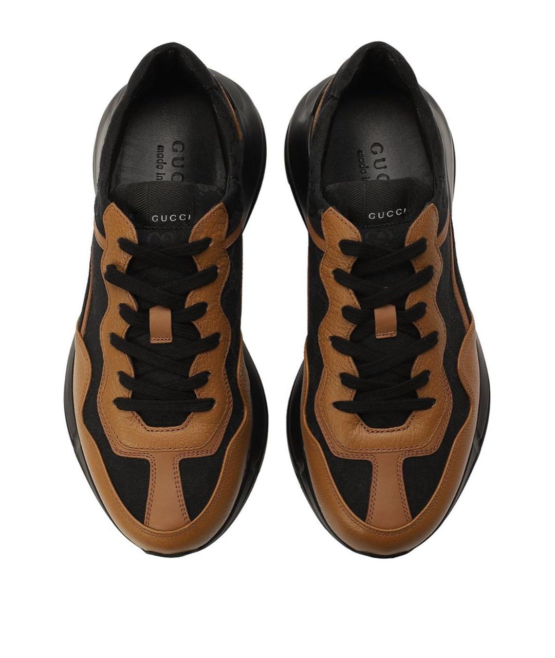 GUCCI Коричневые кожаные низкие кроссовки / кеды, фото 2
