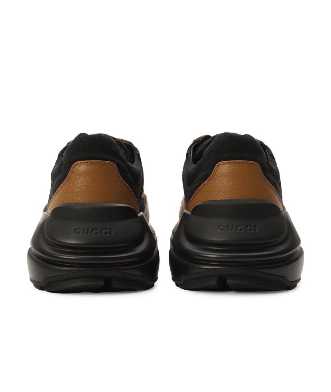 GUCCI Коричневые кожаные низкие кроссовки / кеды, фото 3