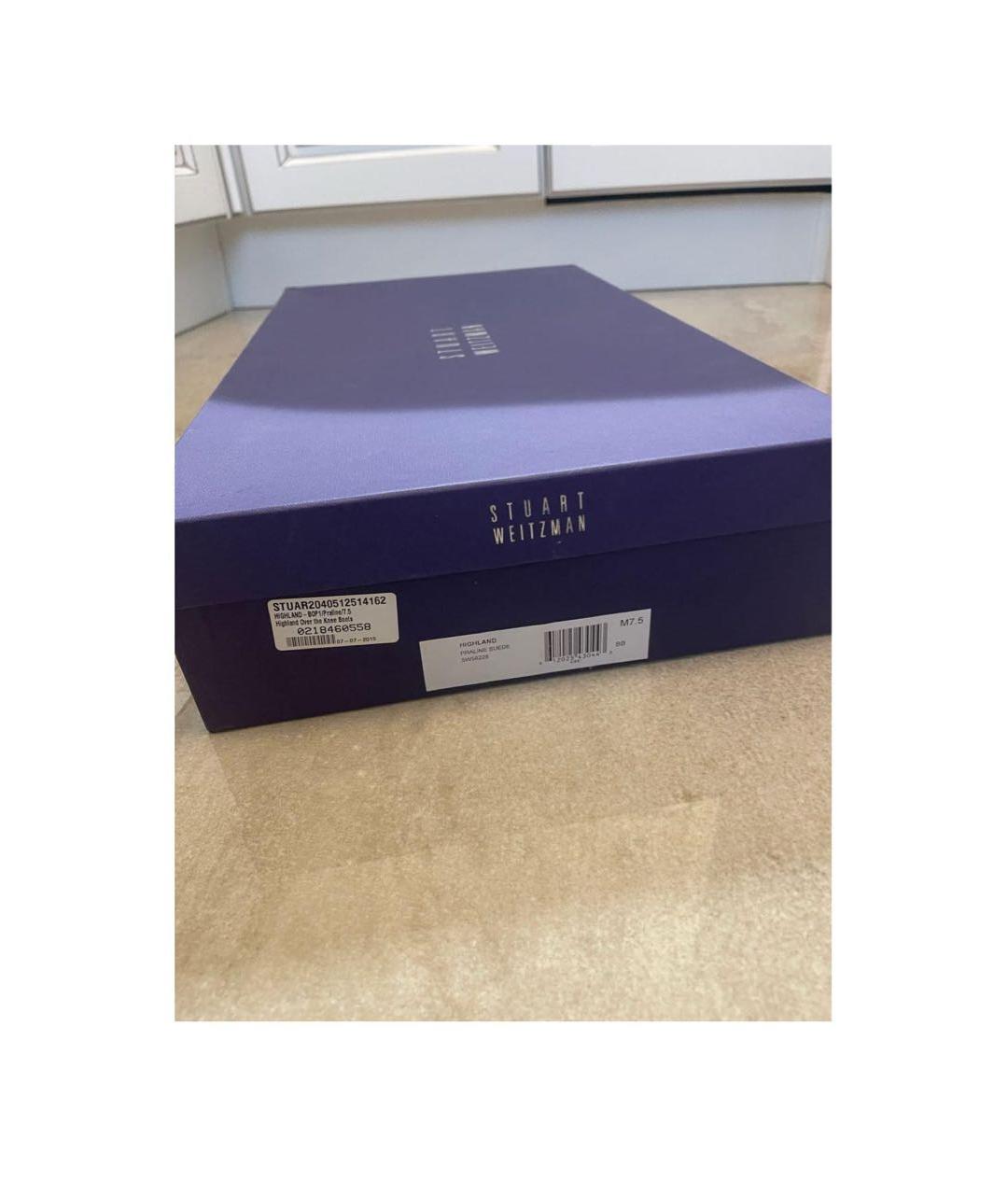 STUART WEITZMAN Антрацитовые замшевые ботфорты, фото 6