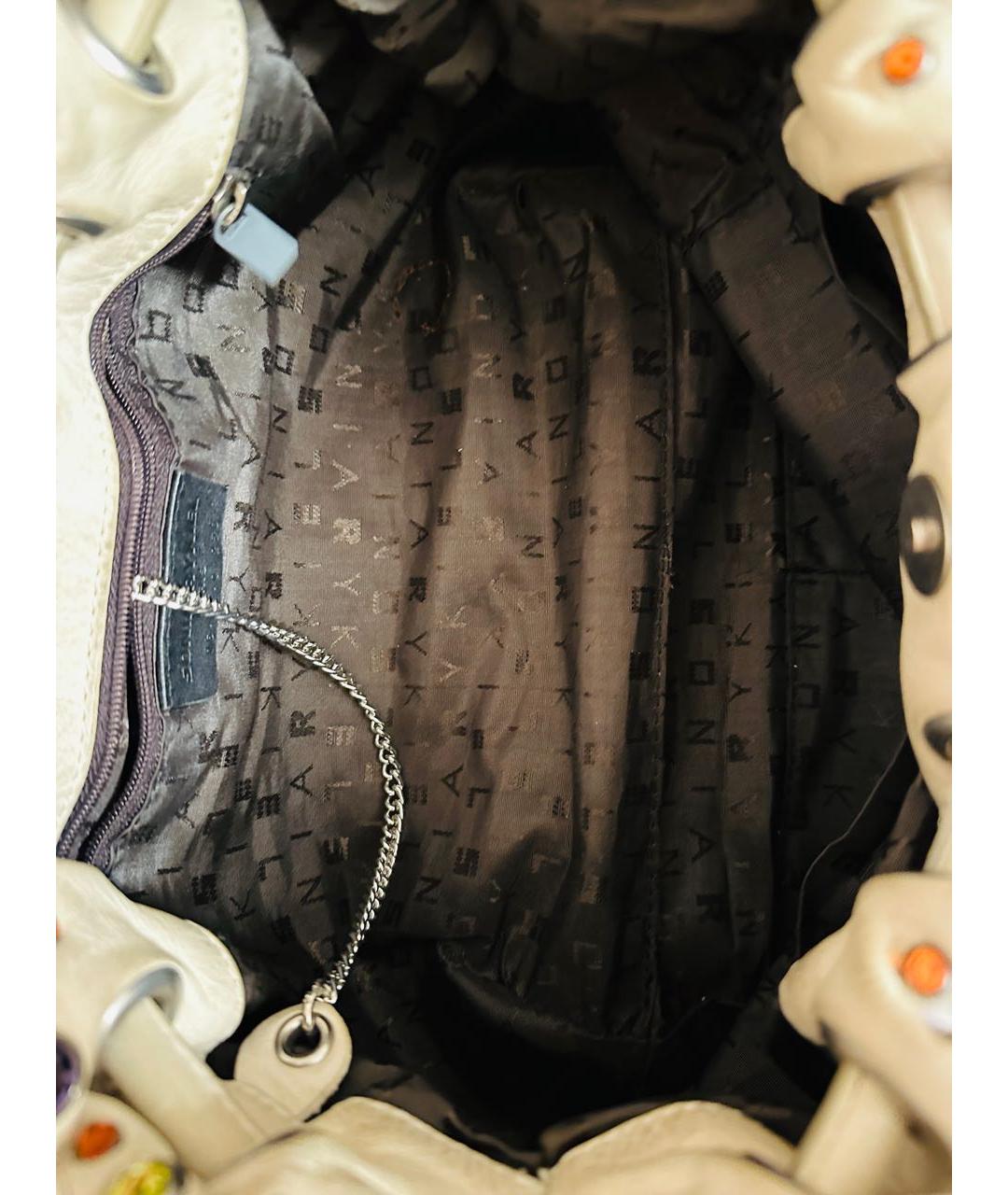 SONIA RYKIEL Бежевая кожаная сумка с короткими ручками, фото 4