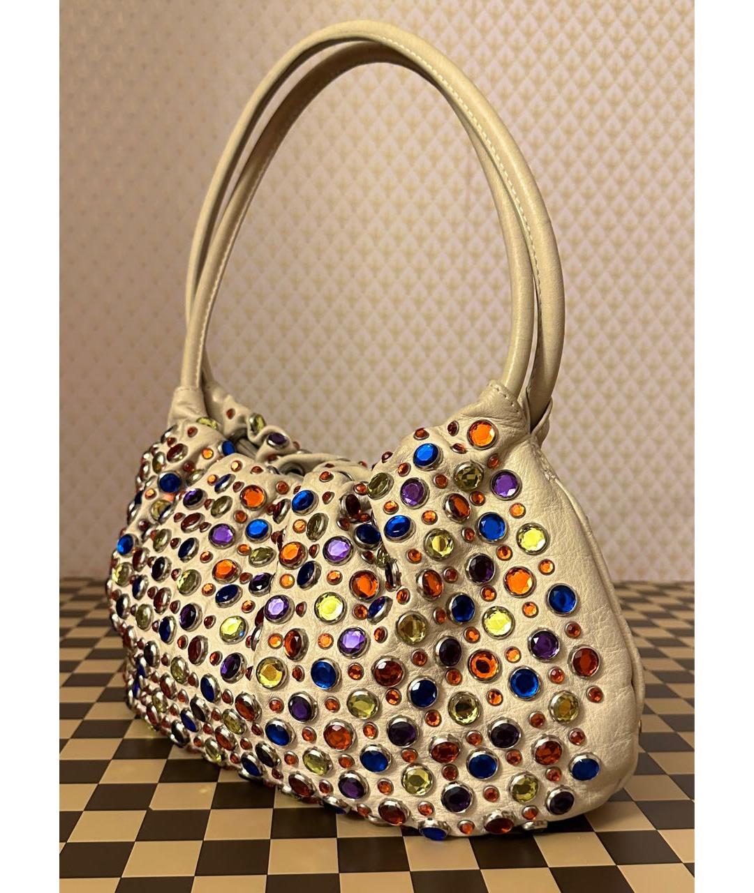 SONIA RYKIEL Бежевая кожаная сумка с короткими ручками, фото 2