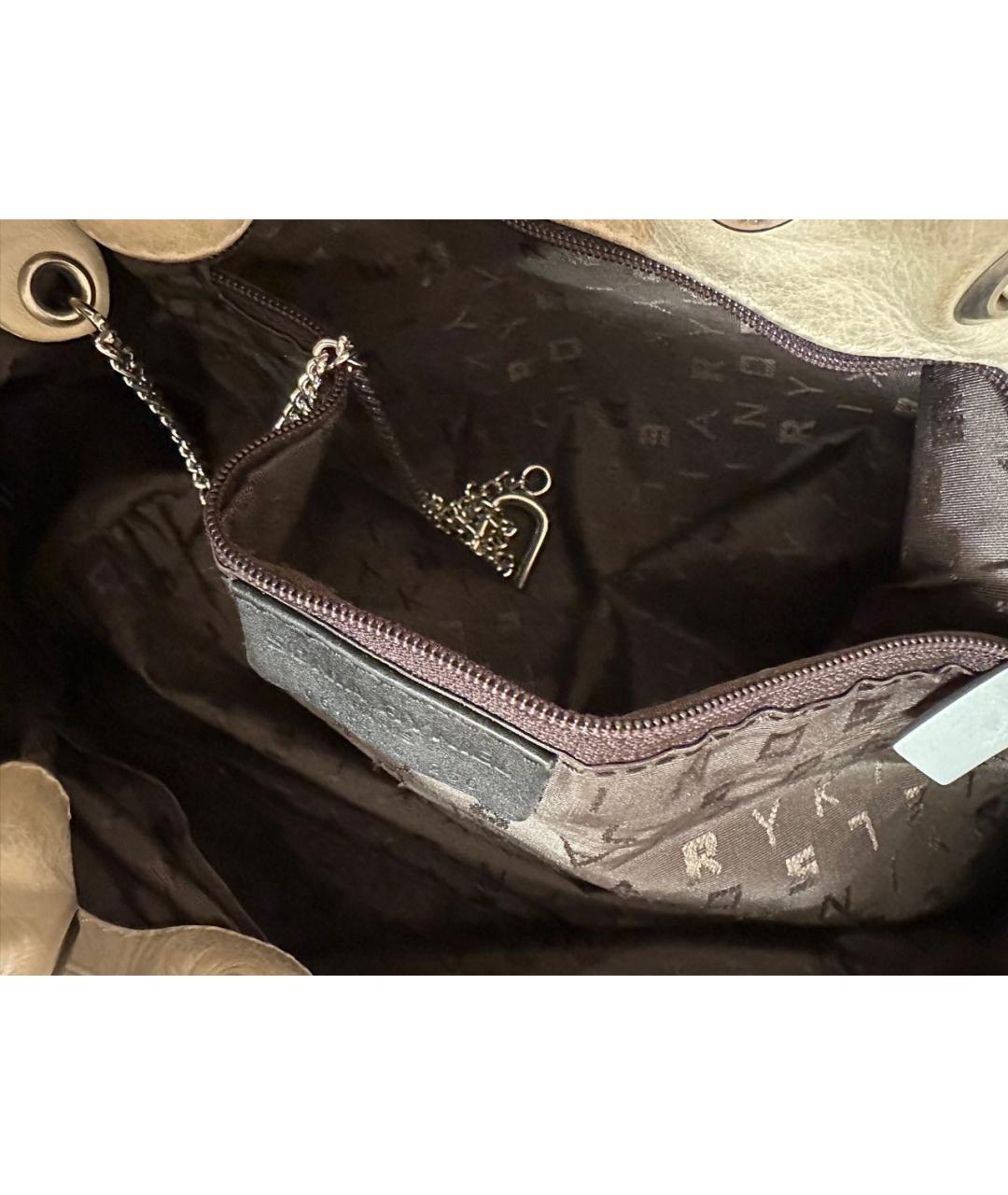 SONIA RYKIEL Бежевая кожаная сумка с короткими ручками, фото 6