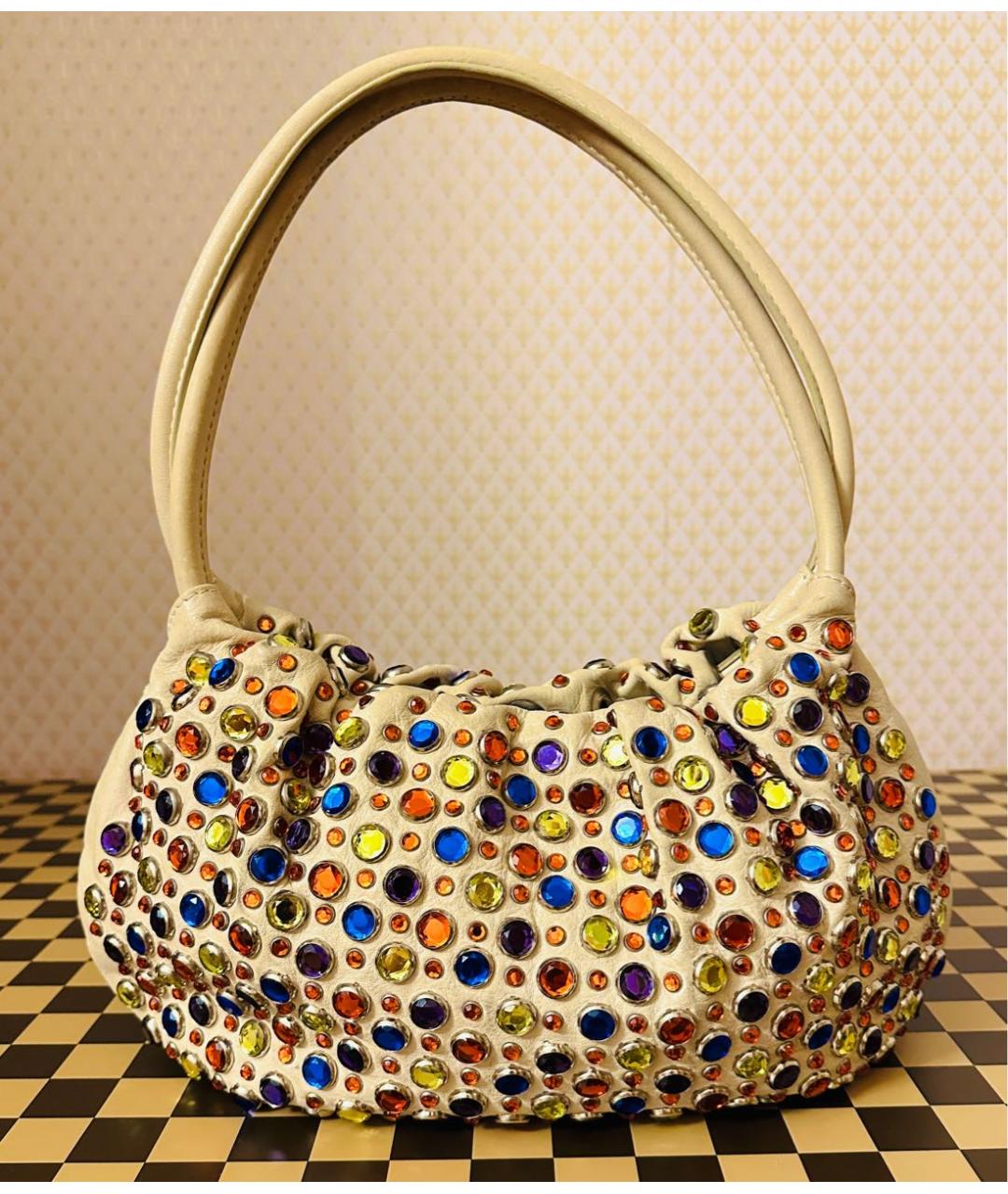 SONIA RYKIEL Бежевая кожаная сумка с короткими ручками, фото 8