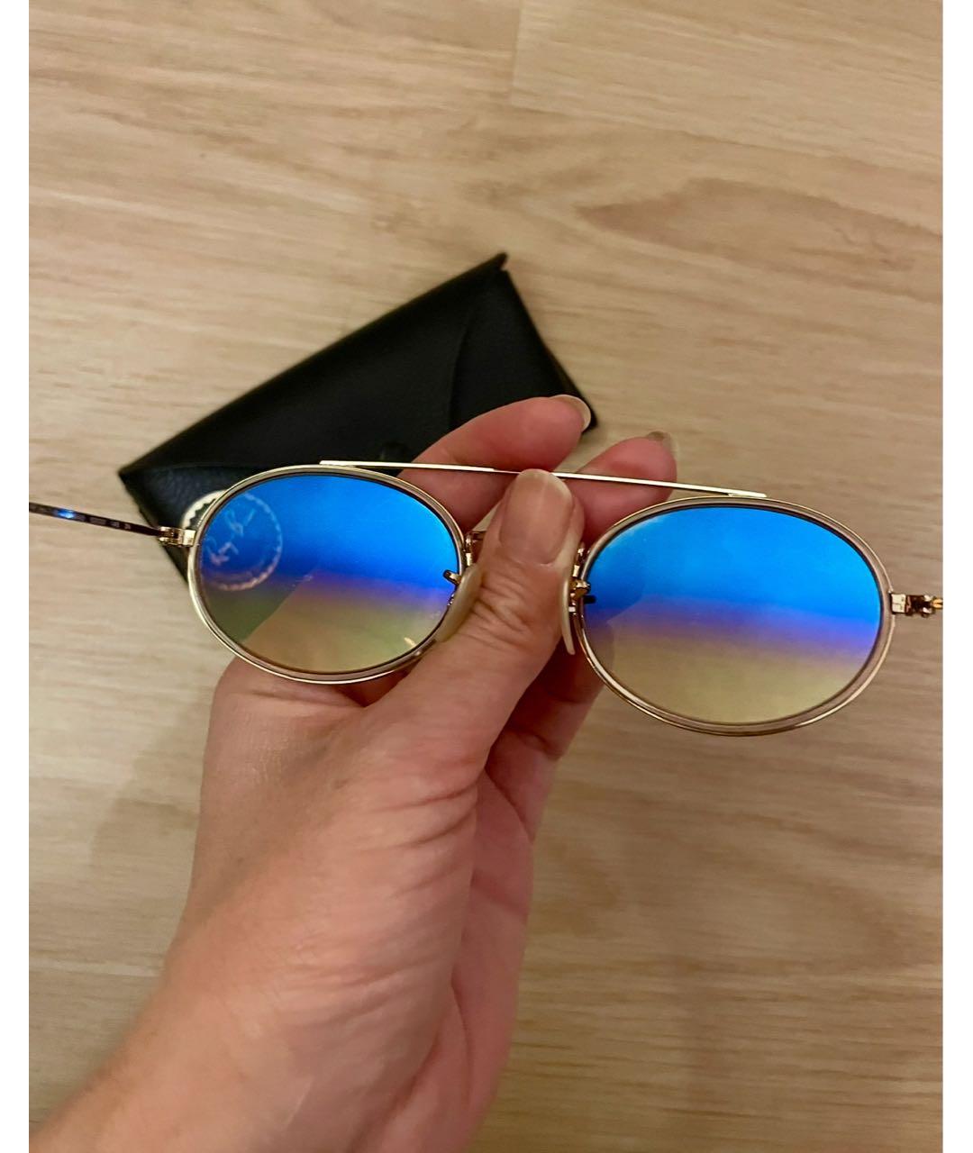 RAY BAN Коричневые металлические солнцезащитные очки, фото 3