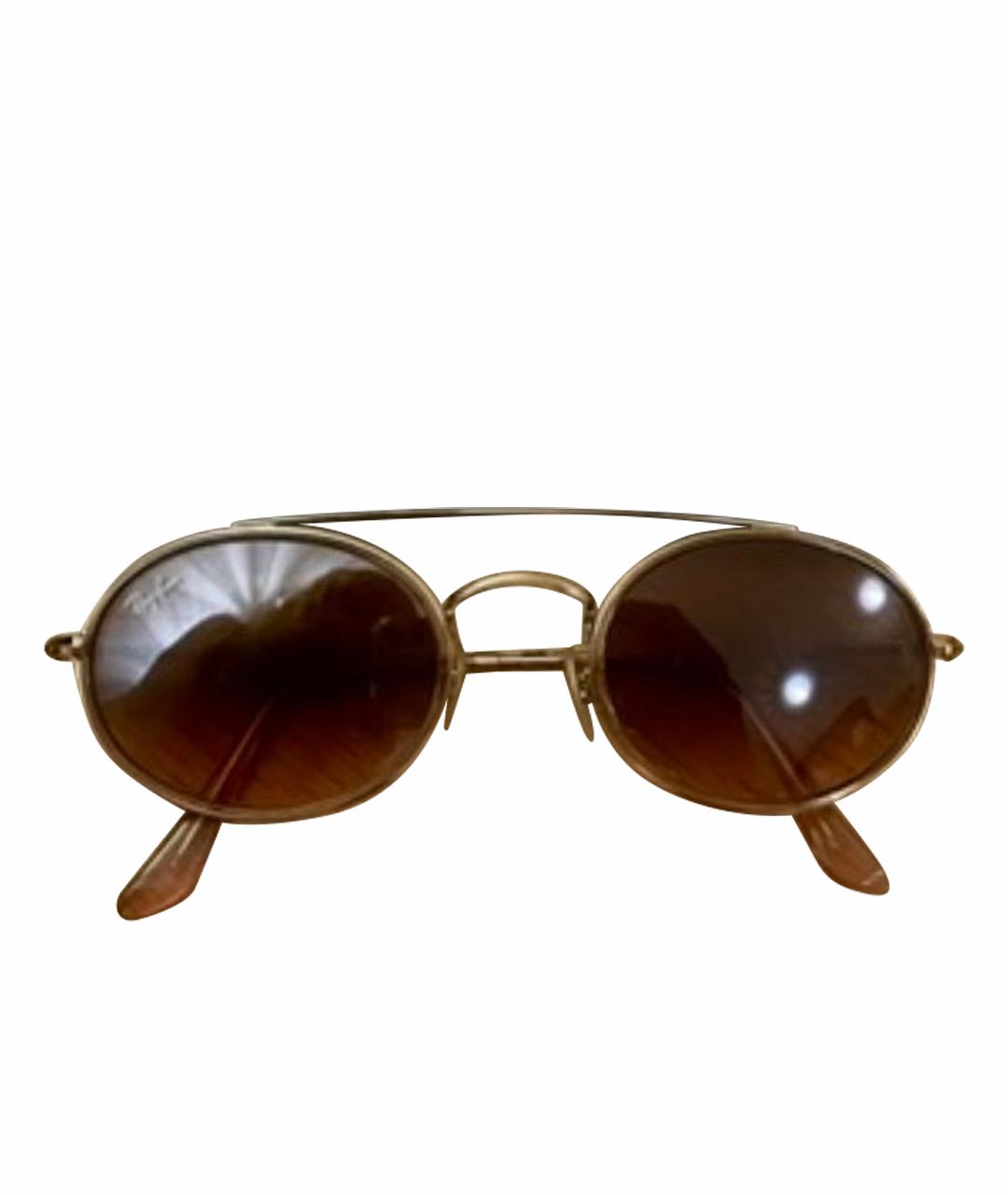 RAY BAN Коричневые металлические солнцезащитные очки, фото 1