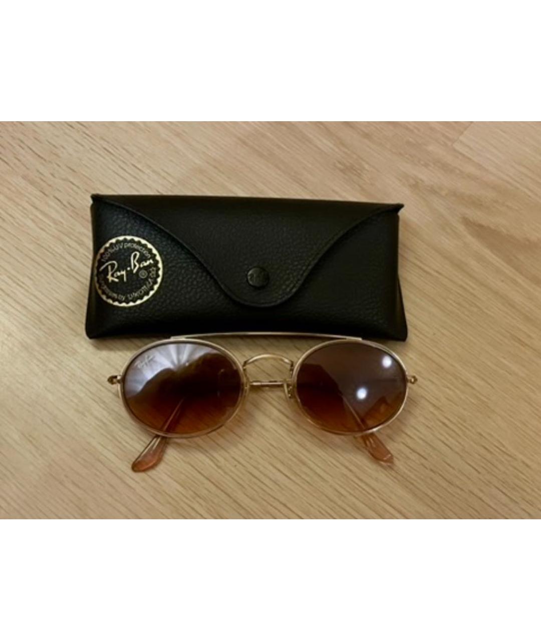 RAY BAN Коричневые металлические солнцезащитные очки, фото 6