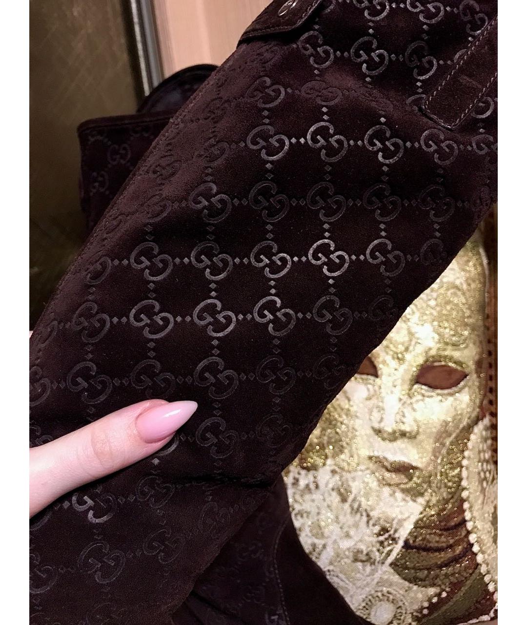 GUCCI Коричневые замшевые сапоги, фото 3