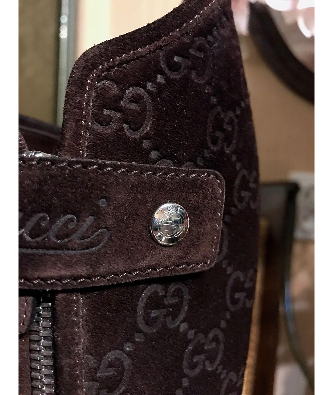 GUCCI Коричневые замшевые сапоги, фото 6