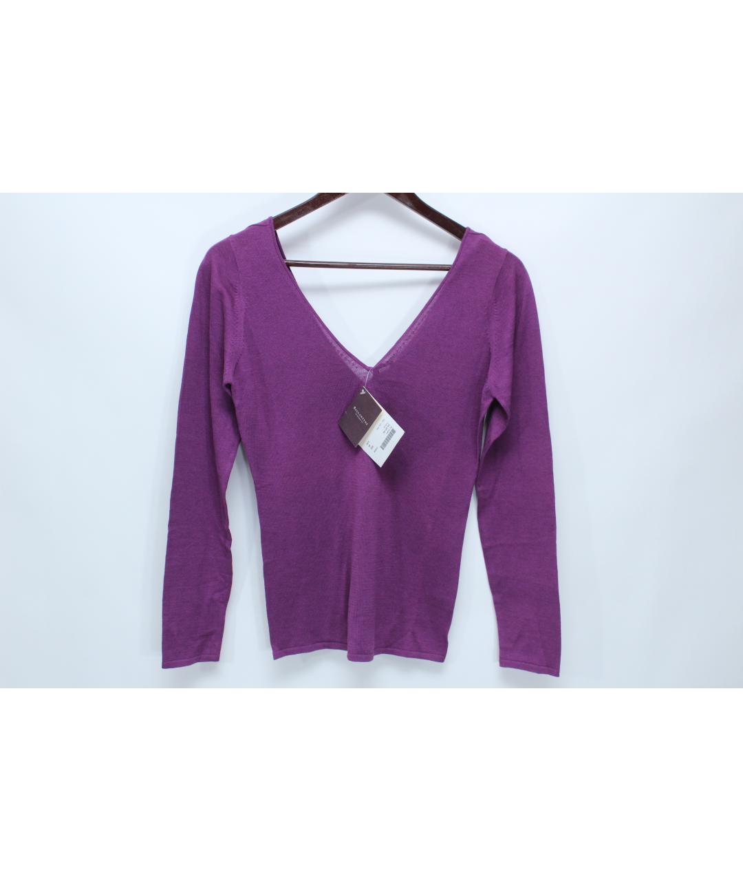 BALLANTYNE Фиолетовый шелковый джемпер / свитер, фото 2