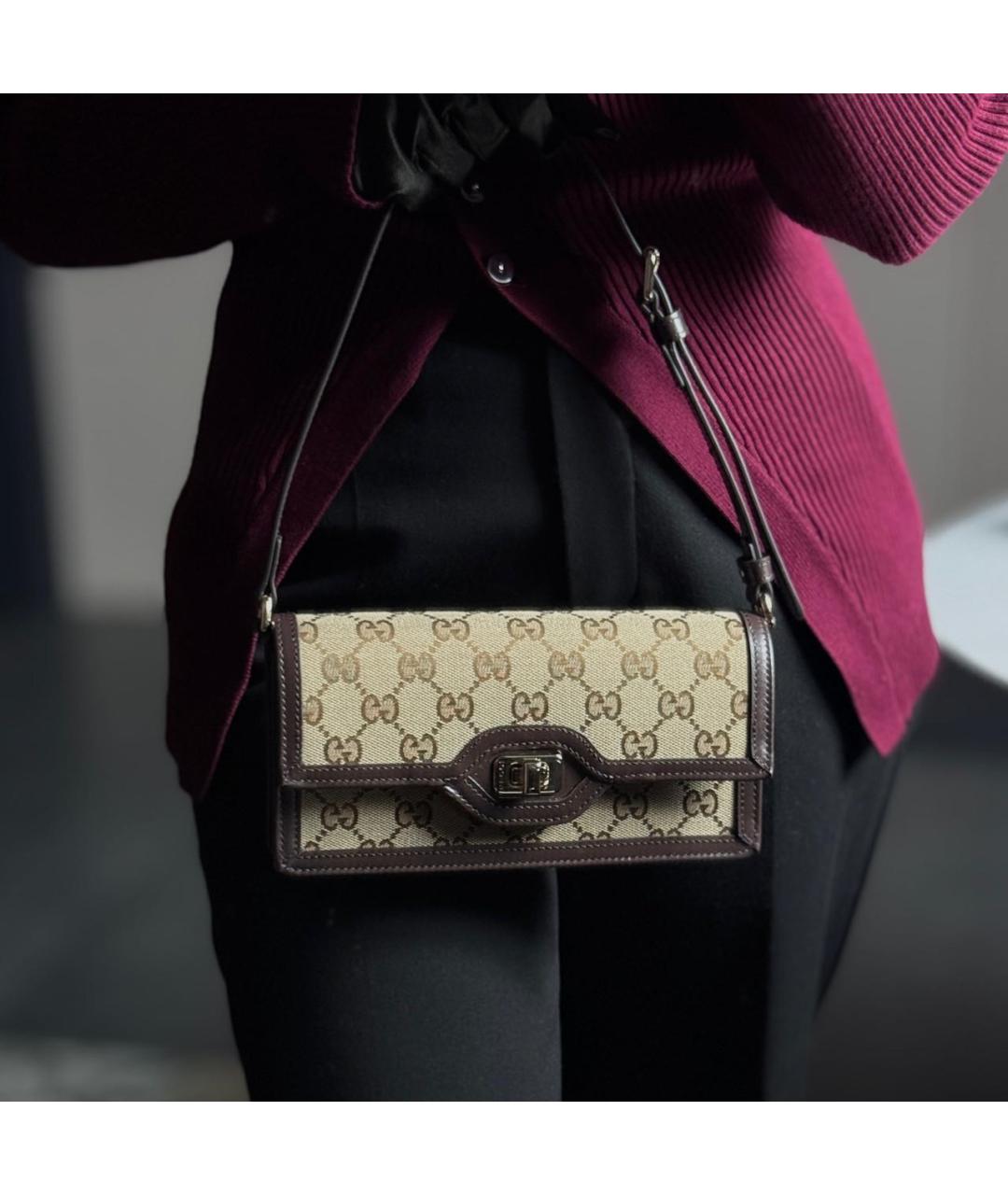 GUCCI Коричневая кожаная сумка с короткими ручками, фото 3