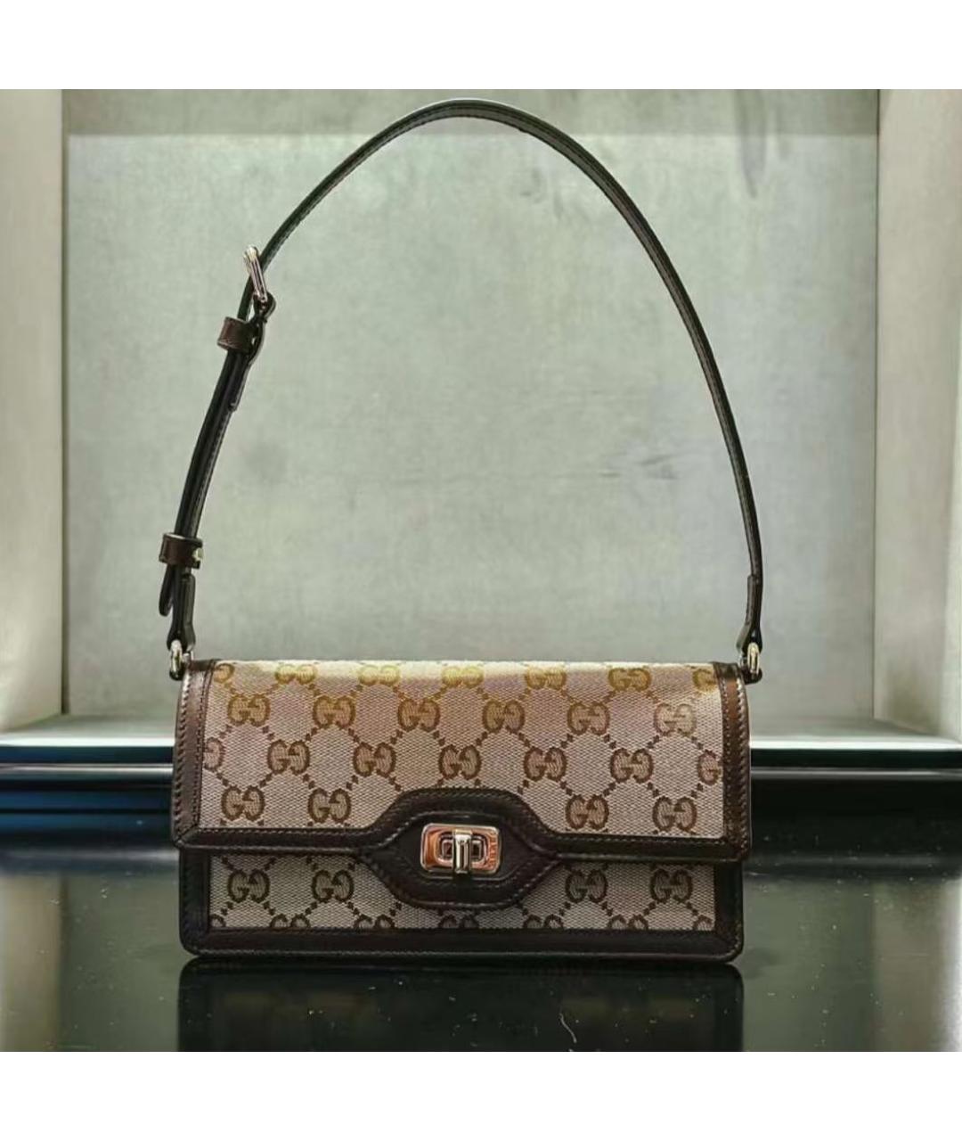 GUCCI Коричневая кожаная сумка с короткими ручками, фото 4