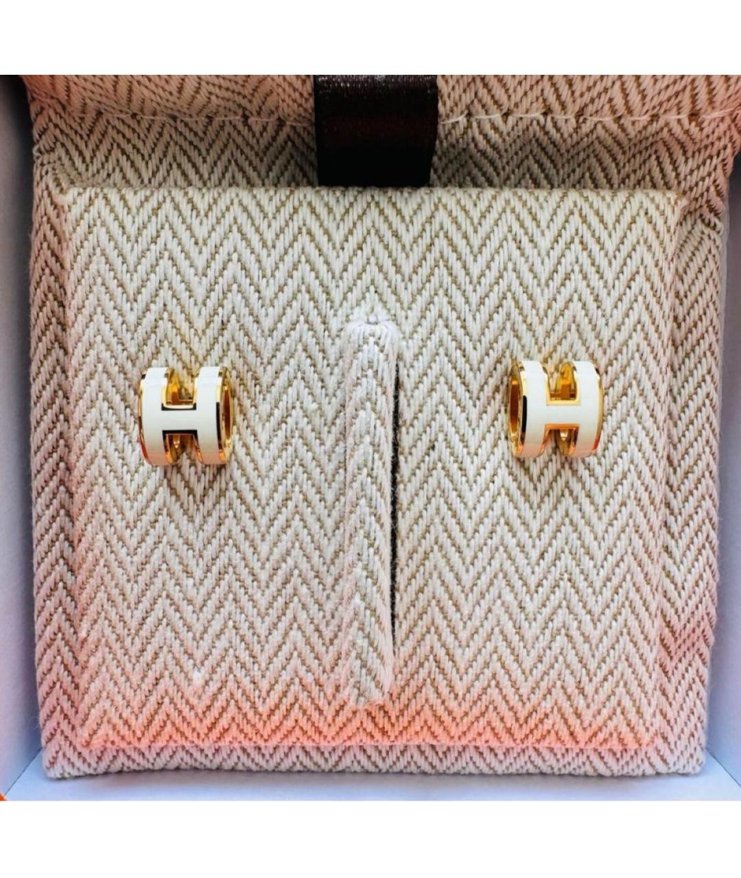 HERMES Белые металлические серьги, фото 2