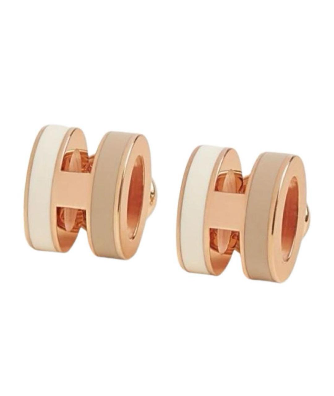 HERMES Бежевые металлические серьги, фото 1