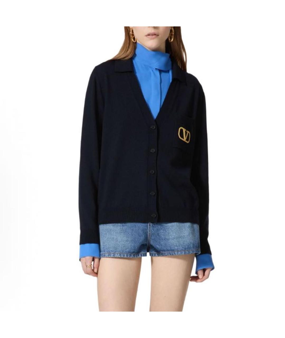 VALENTINO Темно-синий шерстяной кардиган, фото 3
