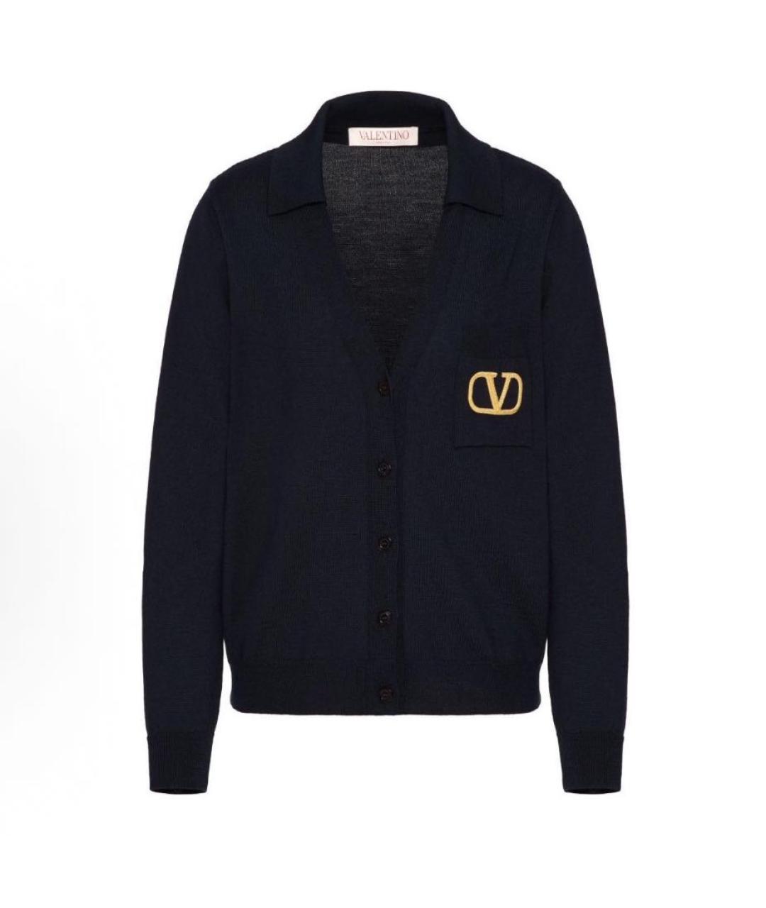 VALENTINO Темно-синий шерстяной кардиган, фото 1