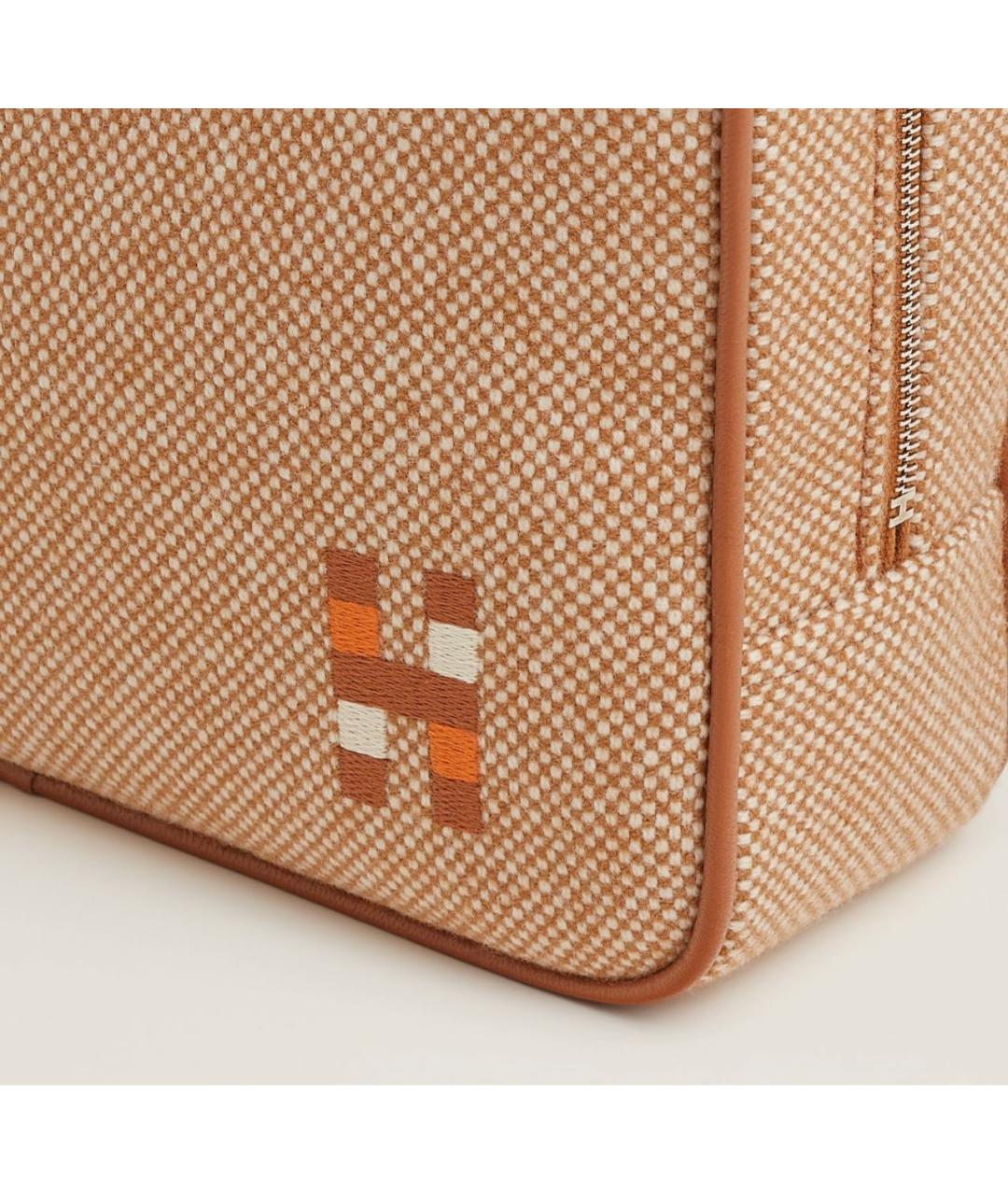 HERMES Коричневая шерстяная косметичка, фото 3