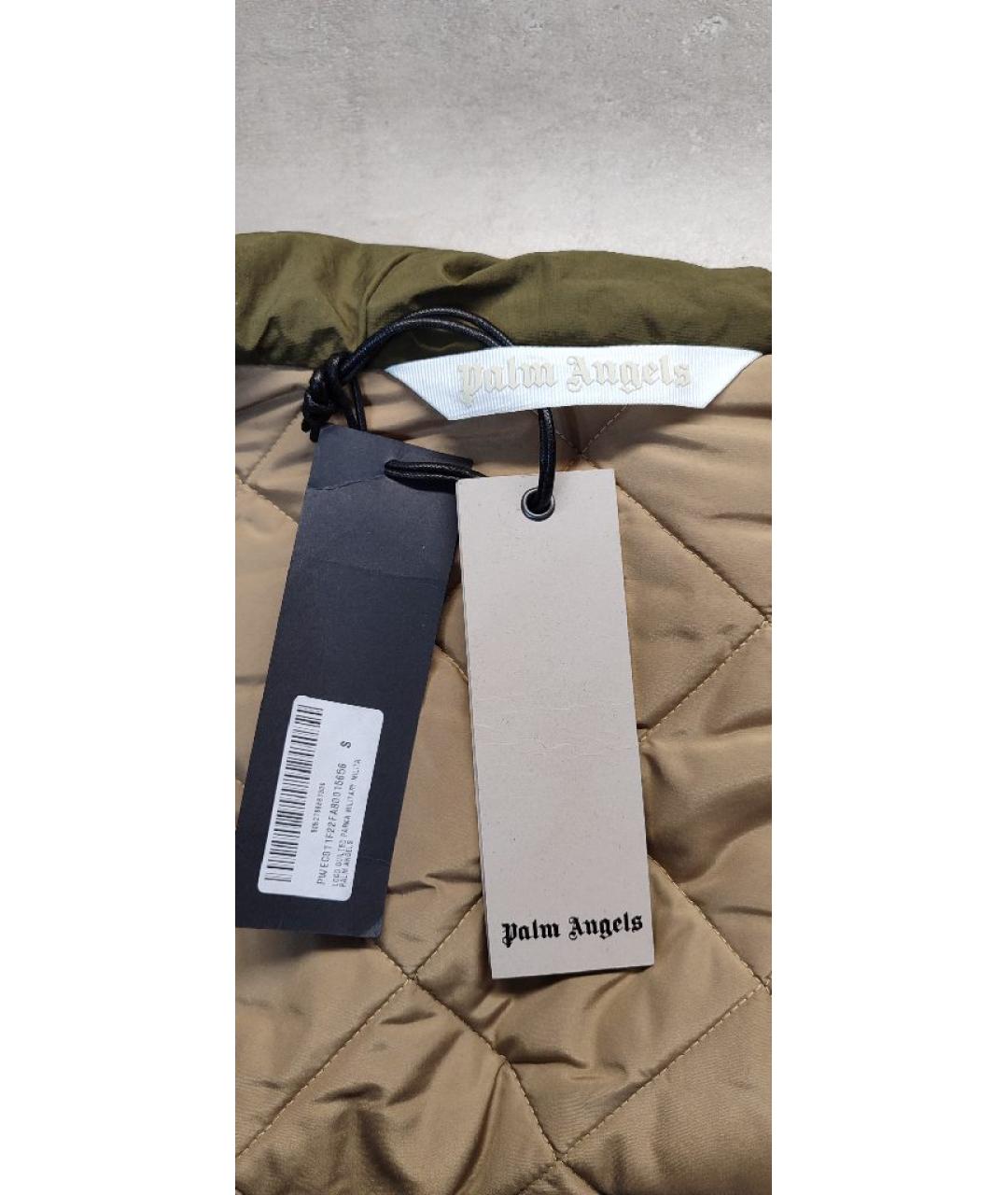 PALM ANGELS Хаки полиэстеровое пальто, фото 3