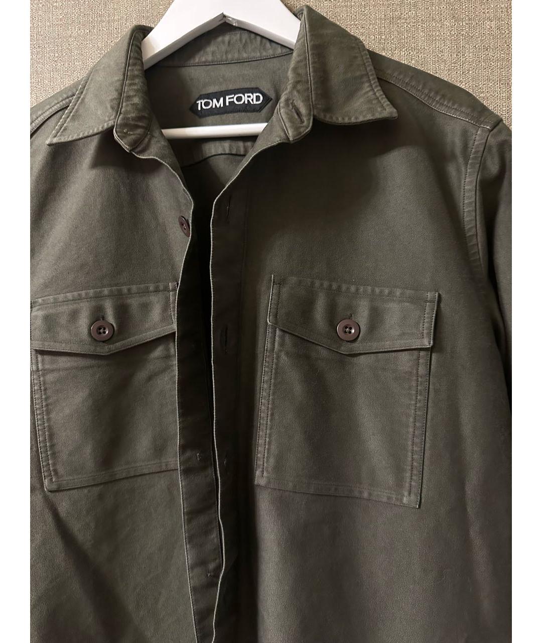 TOM FORD Хаки хлопковая кэжуал рубашка, фото 2