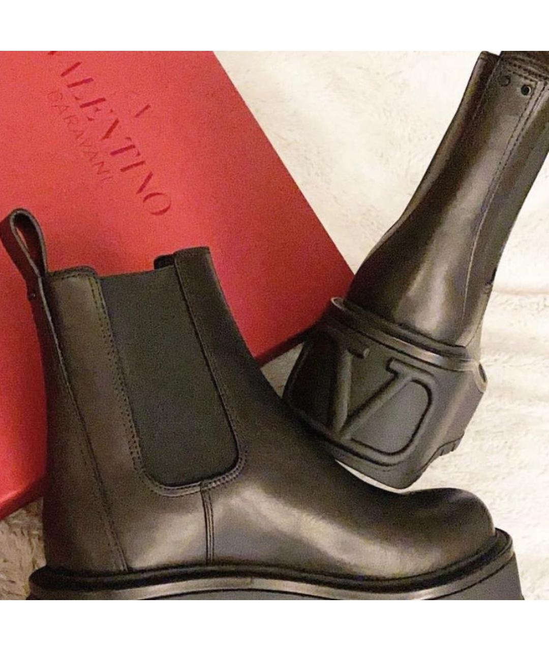 VALENTINO Черные кожаные ботинки, фото 7