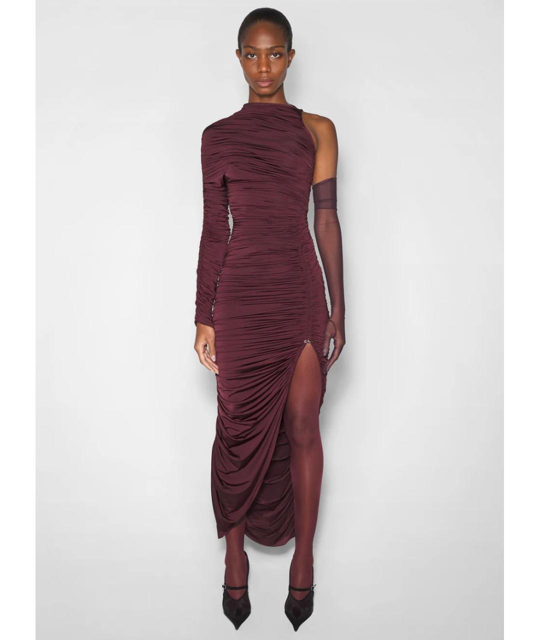 MUGLER Бордовое коктейльное платье, фото 2