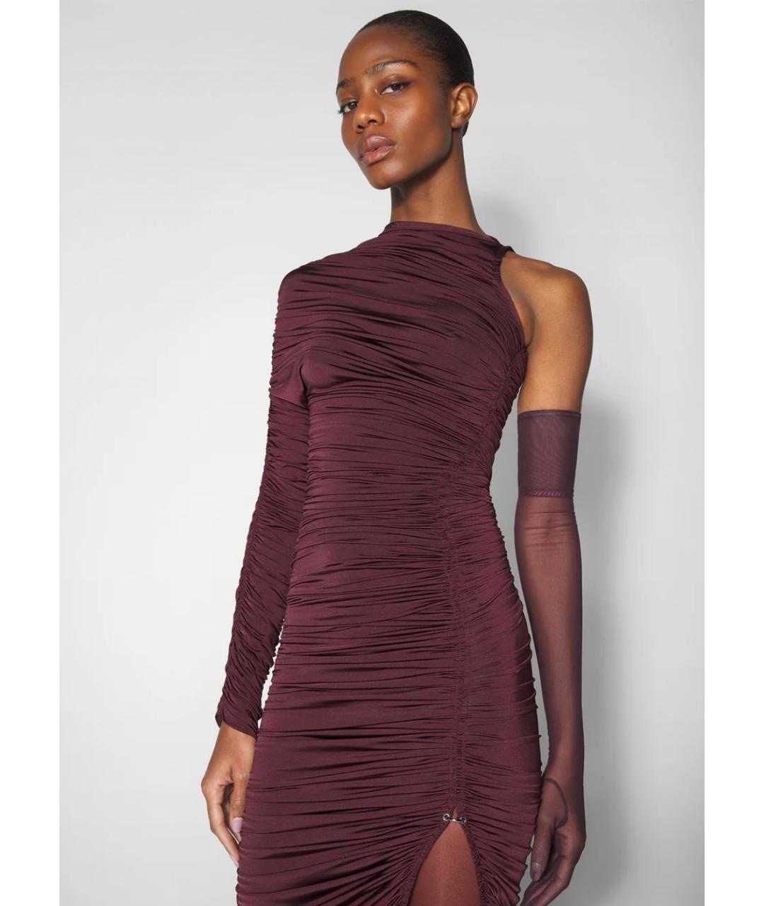 MUGLER Бордовое коктейльное платье, фото 3