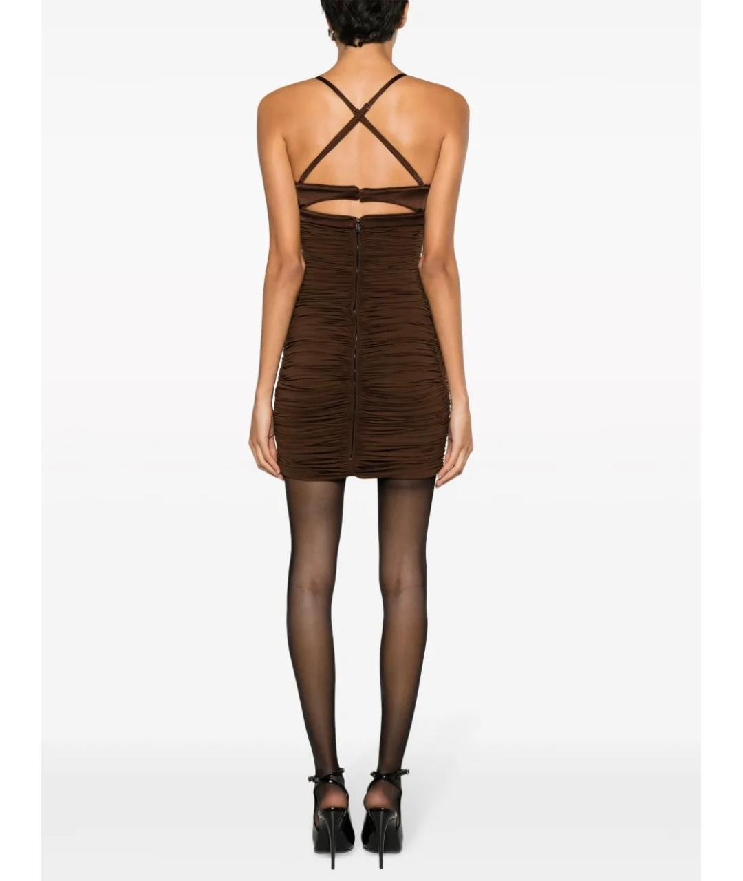 MUGLER Коричневое полиамидовое коктейльное платье, фото 3