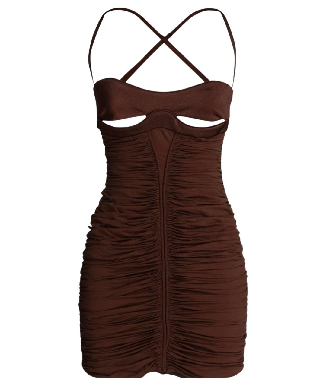 MUGLER Коричневое полиамидовое коктейльное платье, фото 1