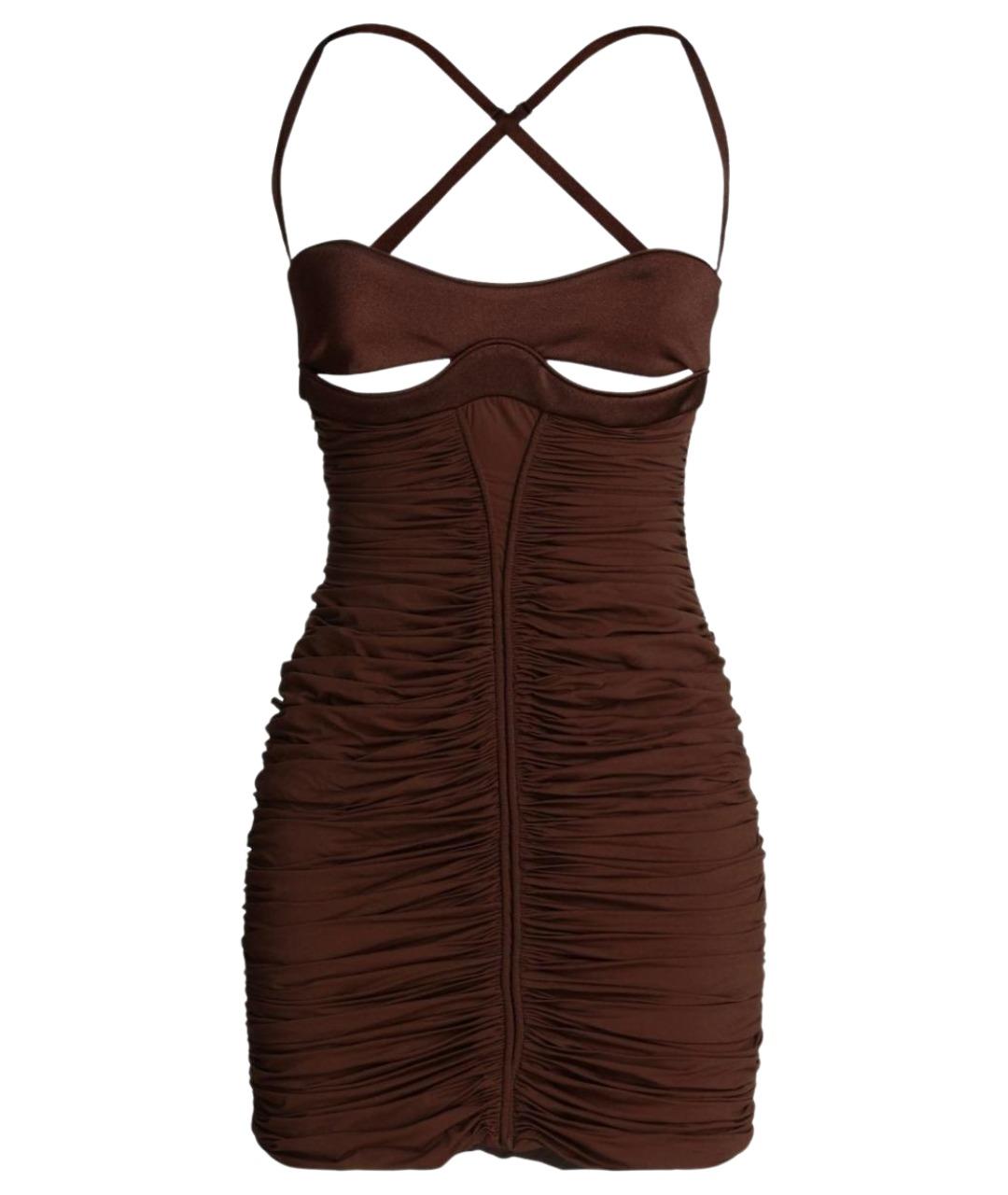 MUGLER Коричневое полиамидовое коктейльное платье, фото 5
