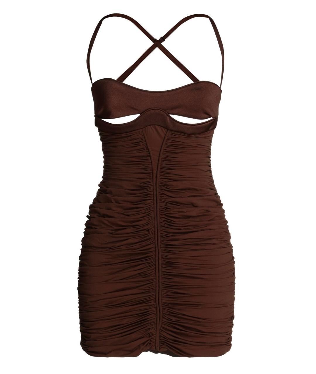 MUGLER Коричневое полиамидовое коктейльное платье, фото 4