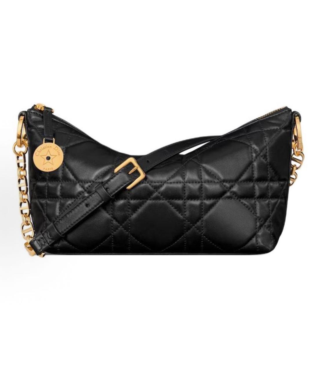 CHRISTIAN DIOR Черная кожаная сумка через плечо, фото 3