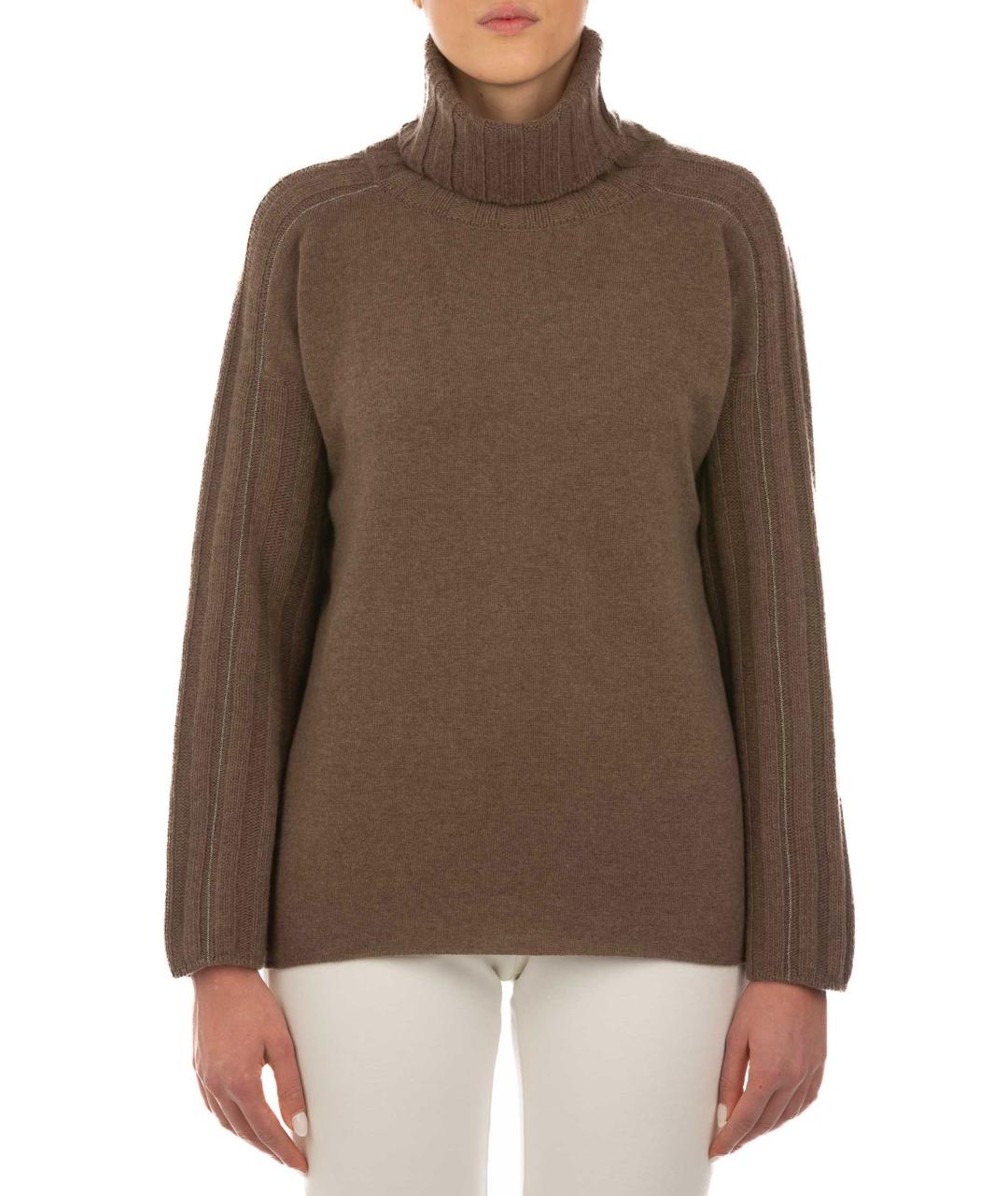LE TRICOT PERUGIA Коричневый шерстяной джемпер / свитер, фото 4